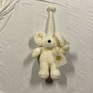 Dan Dee Christmas White Mouse Plush Winter Rat Stuffed Animal Toy Fuzzy Soft